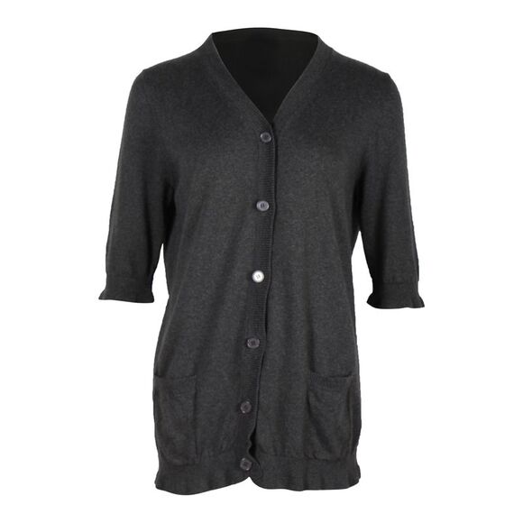 Marni x Joyce Ruffled Cardigan in Grey Cotton
